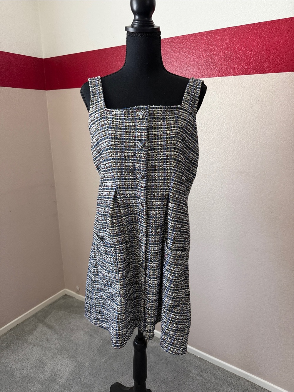 Free People Multi-Colored Tweed Mini Dress w/ Pockets | Sz L